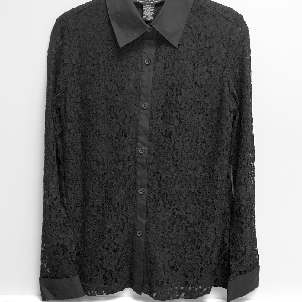 DIALOGUE BUTTON DOWN LACE BLOUSE - NWT
